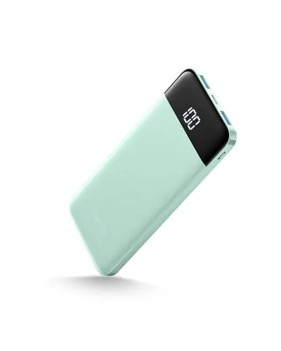 Powerbank 10400 mAh, Charmast dünn und leicht, tragbares Ladegerät mit LED-Display, USB C, 5 V/3 A, für iPhone Huawei