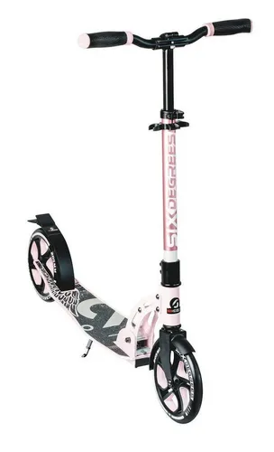 Six Degrees Aluminium Scooter 205mm - Pastell-Pink - Roller / Kickboards mit 205 mm Polyurethanrollen für ein reibungsloses Fahrerlebnis. Faltbar, höhenverstellbar und bis 100 kg belastbar - ideal für Kinder ab 8 Jahren!
