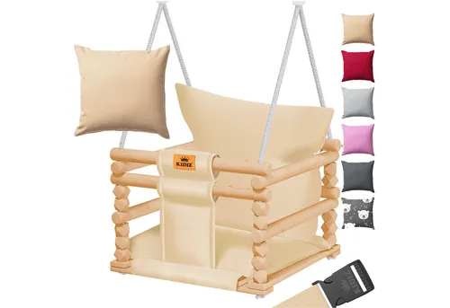 KIDIZ Babyschaukel, beige - Babyschaukel für Kinder ab 6 Monaten, mit bequemer Polsterung für höchsten Komfort und Sicherheit beim Schaukeln.