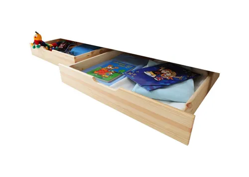 Ticaa Schubkasten Set (2 St) - Beige - Zubehör für Kinderzimmer, praktische und belüftete Bodenplatte für optimale Luftzirkulation, einfache Selbstmontage und stabiles Massivholz aus Kiefer.