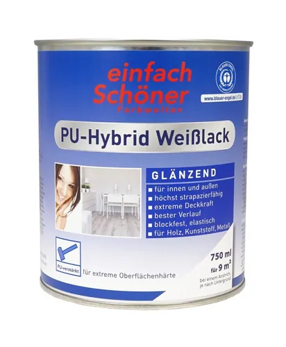 einfach Schöner 750 ml PU Weißlack Weiß Glänzend wasserverdünnbar, innen, außen