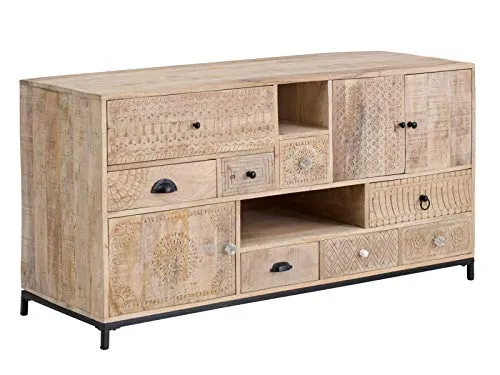 massivum Waschtisch Laos aus Massivholz Mango - Waschtisch aus robustem Massivholz mit 8 Schubladen für viel Stauraum, individuell anpassbar ohne vorgebohrte Löcher - ideal für Ihr modernes Badezimmer.