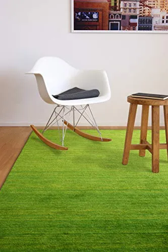 floor factory Gabbeh Teppich Karma grün 140x200 cm - Handgefertigt aus 100% Schurwolle - Teppiche Gegend - Handgewebter Teppich aus 100% Schurwolle für eine kuschelige Atmosphäre und pflegeleichte Eigenschaften dank natürlichem Fettgehalt.