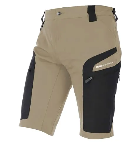 PUMA Workwear Pro-One Adventure Shorts Herren - Strapazierfähige Trekkinghose mit 4-Wege Stretch - Outdoor Hosen - Desert Brown - 4XL - VIELSEITIGE OUTDOOR-SHORTS: Diese strapazierfähige Trekkinghose bietet maximale Bewegungsfreiheit durch 4-Wege-Stretch. Ideal für Wanderungen, Radfahren und handwerkliche Tätigkeiten. Praktische Taschen für schnellen Zugriff auf wichtige Utensilien.