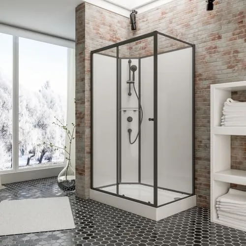 Schulte Komplettdusche Ibiza 90x120 cm - Komplettdusche mit 5 mm Sicherheitsglas und eleganter Schiebetür, ideal für moderne Badezimmer. Inklusive Duschwanne und Montagematerial für einfache Installation.