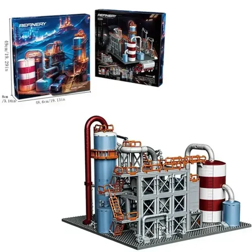 BlockBuddie™ 1831tlg Ölraffinerie Bausteine Set Sci-Fi Industrie Klemmbaustein M