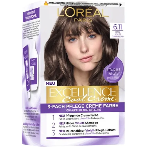 LOreal-Paris Haarfarbe ColorationExcellence Cool Creme Haarfarbe 6.11 Ultra kühles Dunkelblond 1 Stk. (6,99 € / 1 Stk.)