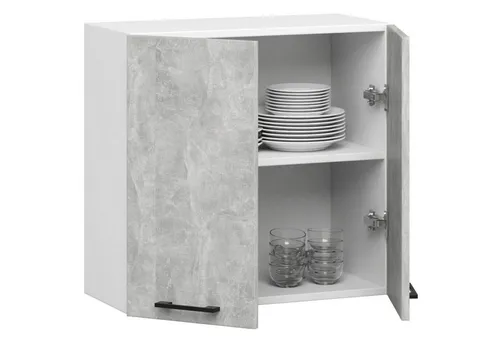 Raumhirsch Hängeschrank Weiß/Hellgrau, 80x58x30 cm - Moderner Hängeschrank für die Küche mit eleganter Betonoptik und praktischen Soft-Close-Türen. Ideal zur optimalen Nutzung des Stauraums in Ihrer Küche. Pflegeleicht und stilvoll – die perfekte Ergänzung für jedes Küchenambiente.