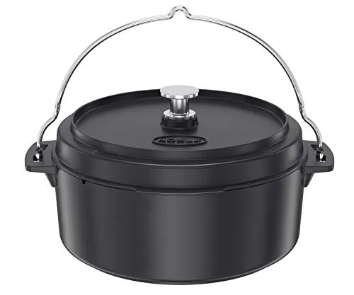 RÖSLE VARIO Dutch Oven - 8,5 l emailliertes Gusseisen, vielseitig einsetzbar für Grill, Ofen und Feuer