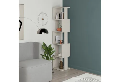 Decortie Bücherregal in Sand, 5 Etagen, 34.8x161x29.6 cm in grau von Decortie