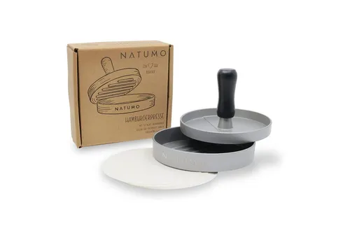 natumo Burgerpresse Burger Presse Silber + Papier, Alu-Guss