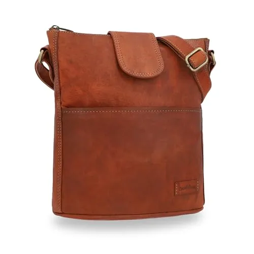 Gusti Leder Umhängetasche Damen Jacqueline New - Handtasche Damen Mittelgroß aus Ziegenleder - Handgefertigt mit AirTag-Fach & Stifthalter für Alltag & Büro