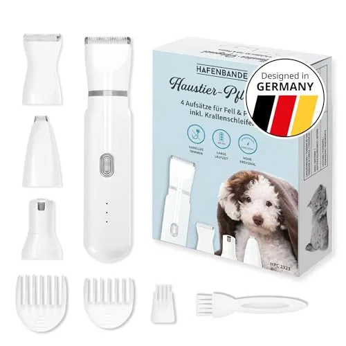 Hafenbande 2-in-1 Akku Hundeschermaschine & Krallenschleifer - Multifunktionale Haustierpflege: Diese wasserdichte 2-in-1 Maschine bietet einen Krallenschleifer und verschiedene Schneidaufsätze für die perfekte Fellpflege. Ideal für eine einfache Handhabung und vielseitige Anwendungen.