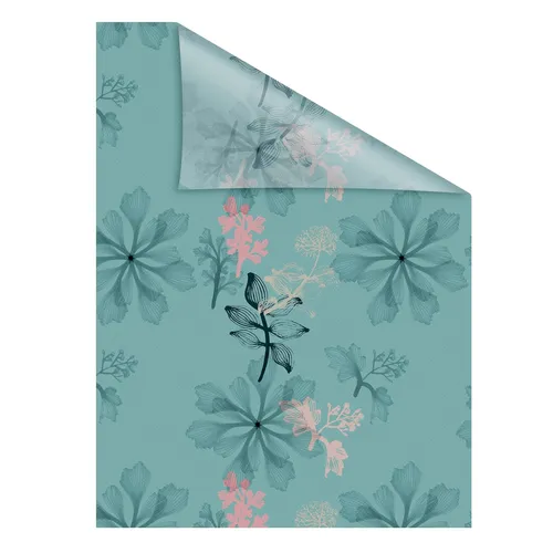 Lichtblick Fensterfolie selbstklebend - Aqua Floral Blau - Zubehör für Fenster: Perfekter Sichtschutz mit dekorativem Digitaldruckmotiv, selbstklebend und blickdicht für alle glatten Glasflächen, 100% Made in Germany.