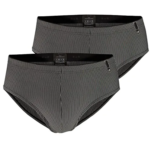 Götzburg Herren Microfaser Slips, 2er Pack (3XL, schwarz | weiß gestreift)