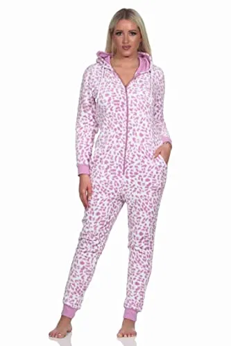 Produktbild Normann Damen Schlafanzug Einteiler Jumpsuit aus Coralfleece im Animal Look