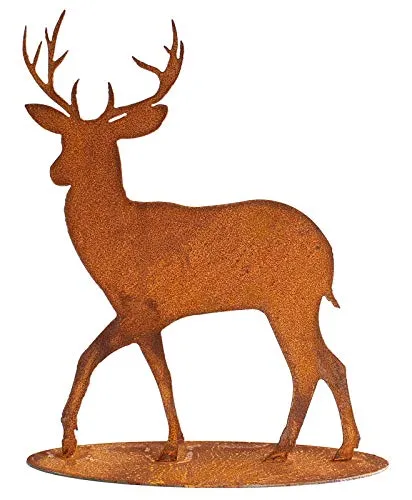 Manufaktur Lichtbogen Rost Gartenfigur Hirsch 40 cm