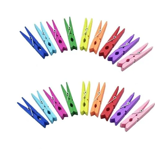 farbige Holz-Wäscheklammern, 7,4 cm, 10 Farben für Klammern, Bilder, Fotos, dekorativ, klein, bunt, Holzdekoration, Closepins Clips, je 10 Farben, 5 Stück 50