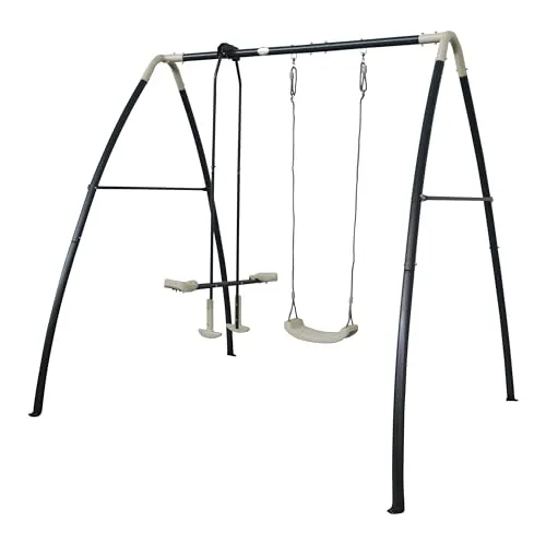 AXI Schaukel Set aus Metall – Gartenschaukel für Kinder - Schaukeln für bis zu 3 Kinder: Einzelschaukel & Wippschaukel, robustes Metallgestell, ideal für kleine Gärten, mit höhenverstellbaren Sitzen und einfacher Montage.