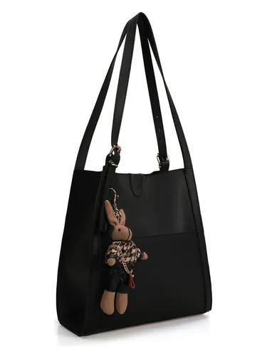 Lucky Bees Schultertasche in Schwarz - Stilvolle Begleiterin für jeden Tag - Handtasche aus Kunstleder mit praktischem Magnetverschluss und Reißverschluss, ideal für alle Gelegenheiten. Maße: (B)29 x (H)30 x (T)12 cm.