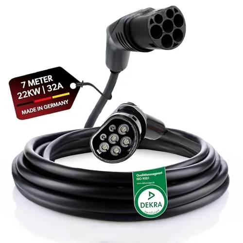 siwitec Typ 2 Ladekabel 22KW 32A 7m - Mobile Ladegeräte, 3-phasiges Ladekabel für Elektroautos, ideal für schnelles Laden mit bis zu 22 kW.