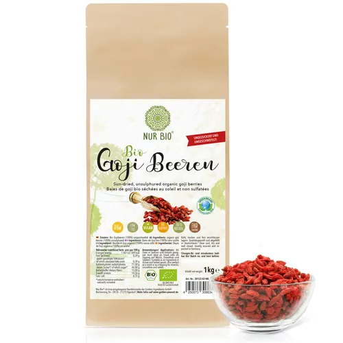 BIO GOJI BEEREN 1 kg sonnengetrocknet ungeschwefelt ohne Zuckerzusatz DE-ÖKO-003