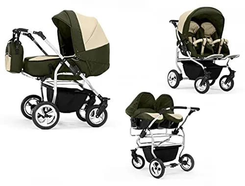 Zwillingskinderwagen 4 in 1 Duo inkl. Autositze - 13 Teile - Kinderwagen mit 4 in 1 Funktion: Wanne, Sportsitze und Autositze. Ideal für Familien mit zwei Kindern, flexibel und komfortabel für jeden Bedarf.