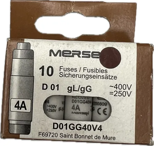 10x Mersen D-Sicherungseinsatz D01GG40V4 D-Sicherungseinsätze 4A 400V