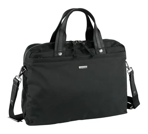 Bugatti Contratempo kleine Aktentasche für Damen und Herren mit Laptopfach – Businesstasche Klein Laptoptasche – Bürotasche Lehrertasche in Schwarz