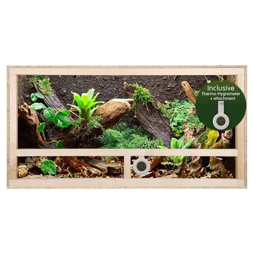 REPITERRA Holzterrarium 80x40x40cm für Reptilien - Robustes Holzterrarium mit Seitenbelüftung, ideal für Schlangenaufzucht. Aus formaldehydfreier OSB-Platte, einfach zu montieren und komplett mit Glasfront.