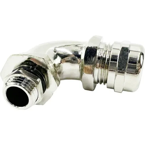 TRU COMPONENTS Kabelsockel 90 Grad Kabelverschraubung M50 - Kabelbefestigungen: Hochwertige 90° Kabelverschraubung aus vernickeltem Messing für zuverlässige und langlebige Verbindungen.