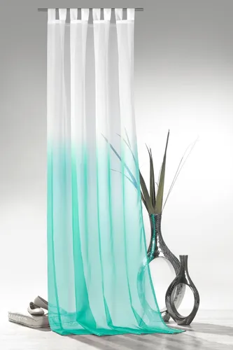 Weckbrodt Vorhang Maischa, transparent mit Farbverlauf in Türkis - Fertiggardinen aus 100% Polyester, luftiger Voile mit Lichtmilderung ohne Verdunkeln – ideal für individuelle Fensterdekorationen.