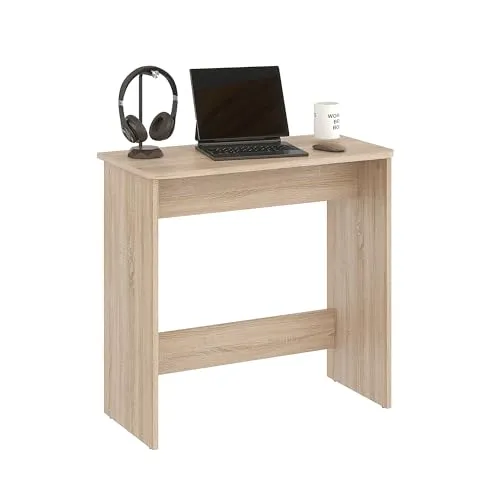 KOMTO Kleiner Schreibtisch Sonoma Eiche – Computertisch, PC Tisch für Büro, Schmaler Arbeitstisch, Büro Tisch | Small Desk Zipp 79,5 x 39 x 75,5 cm