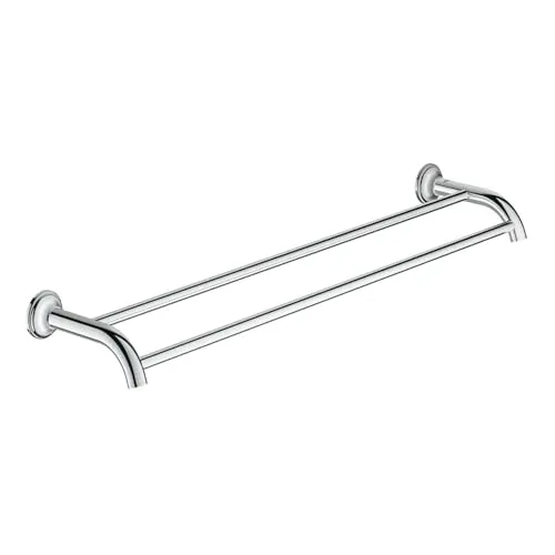 GROHE Essentials Authentic Doppel-Badetuchhalter, chrom (40654001) - Handtuchhalter aus hochwertigem Metall mit verdeckter Befestigung und GROHE Long-Life Shine Oberfläche für dauerhaften Glanz und einfache Reinigung.