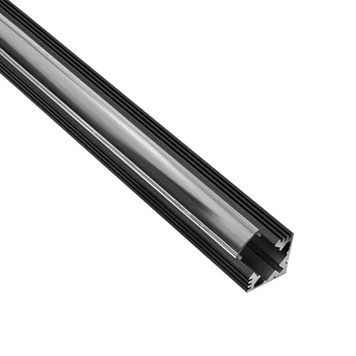 tktrading24 A19 LED Profil Schwarz mit Abdeckung - Premium Eckprofil 90° - 1m klar