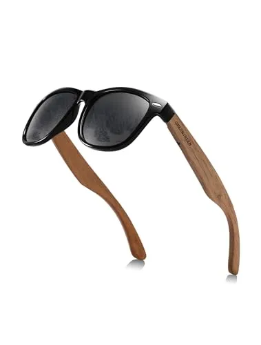 GREENTREEN Polarisierte Holz Sonnenbrillen für Herren: UV400-Schutz Leicht und Stylish Polarisationsbrille für Outdoor Sport
