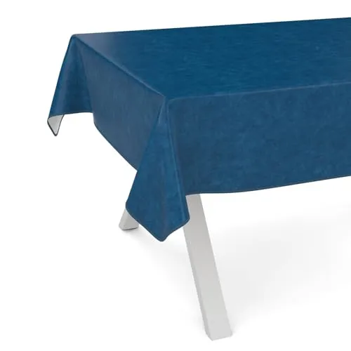ANRO Wachstuchtischdecke Wachstischdecke Wachstuch Tischdecke abwaschbar Gartentischdecke Rund Oval Eckig 100x140cm mit Saum (Eingefasst) Marmor Blau