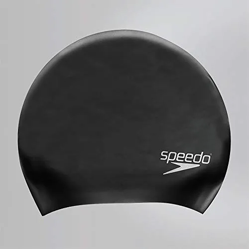Speedo Unisex Erwachsene Badekappe für Lange Haare | Badekappe | Ziepfrei | Einfaches Aufsetzen Trainingshilfen, Schwarz, Einheitsgröße