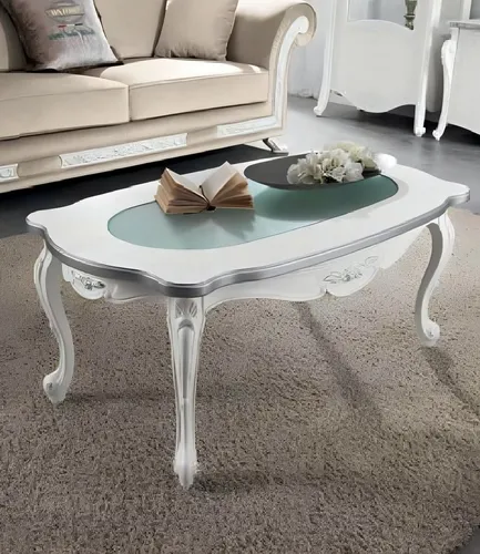 Art déco Couchtisch aus Holz – Stilvoller Beistelltisch für Ihr Wohnzimmer - Eleganter Couchtisch im Art déco Stil, gefertigt aus hochwertigem Holz. Mit seinen kompakten Maßen von 112 x 62 x 46 cm ist er ideal für jedes Wohnzimmer und benötigt keine Montage.