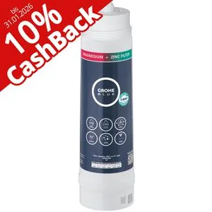 GROHE Blue Filterkartusche Magnesium + Zink 400L - Küchenspülenfilter für GROHE Blue Systeme, sorgt für perfekten Wassergeschmack und hat eine Kapazität von 400 Litern. Ideal für gesundes Trinken ohne Plastik.