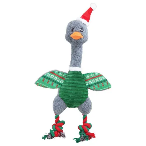 Nobby Tierkuscheltier Xmas Plüsch Gans - 42 cm, knisterndes Plüschspielzeug mit zwei Knotentau-Beinen für Hunde