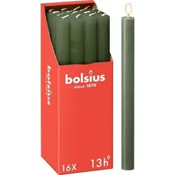 Bolsius 16er Set Stabkerzen Rustik, 27 cm, grün in grün von Bolsius