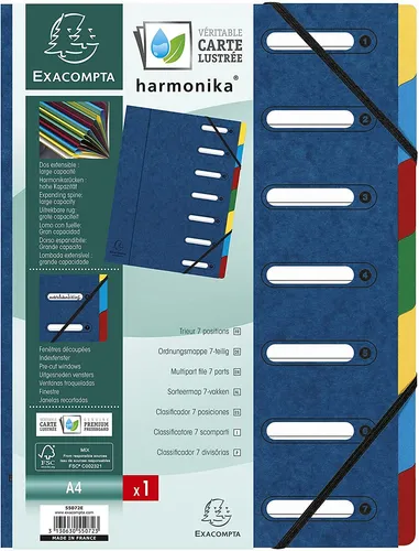 EXACOMPTA Ordnungsmappe DIN A4 Karton 7 Fächer blau