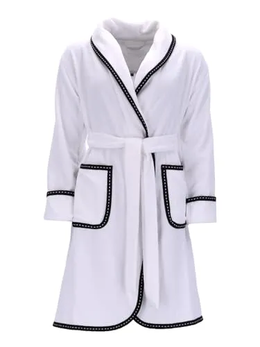 Vossen Damenbademantel Limbo - Sauna & Spa Bademantel - Bademantel aus 100% Baumwolle in Kurzform mit Schalkragen und Gürtel, ideal für Sauna und Spa, pflegeleicht und angenehm zu tragen.