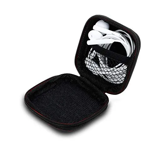 Cadorabo Kopfhörer Aufbewahrungsbox in SCHWARZ – Eckige Robuste Tasche aus formstabilem Stoff mit Netzfach und Reißverschluss für Headset, In-Ear Headphone etc. – Case Cover Schutz Hülle Etui
