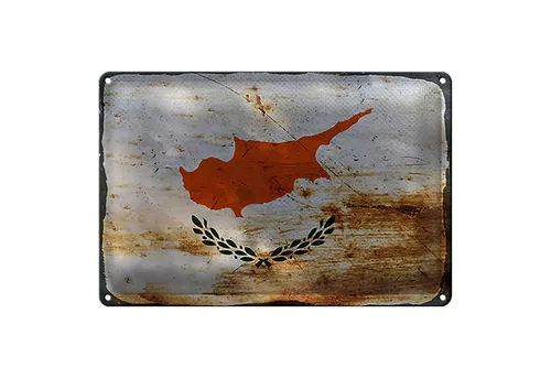 Roomando Metallschild Flagge Zypern 18x12cm Flag of Cyprus Rost
