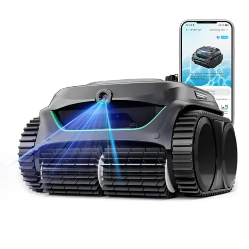 WYBOT Poolroboter C2 Vision - Kabelloser Poolsauger mit 8 Reinigungsmodi - Poolroboter mit intelligenter Bildnavigation und bürstenlosen Motoren für kraftvolle Saugkraft. Ideal für Pools bis 180 m², bietet bis zu 180 Minuten ununterbrochene Reinigungszeit.