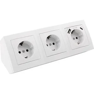 MC POWER Steckdosenblock Unterbausteckdosen Flair - 3-Fach Eck Steckdose mit USB-C, modernes Design und hohe Funktionalität für vielseitige Anwendung