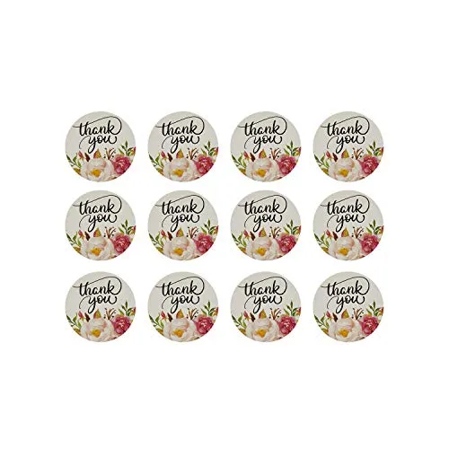 Oblique Unique® 12 Thank You Danke Sticker mit Blumen Aufkleber zum Danke Sagen für Hochzeit Jugendweihe Konfirmation Geschenkdeko Gastgeschenk Danksagung