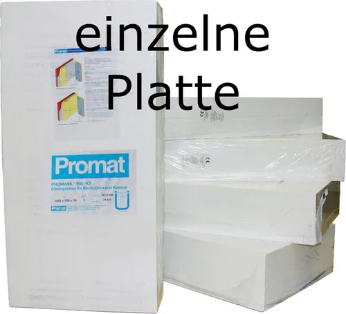 PROMAT Feuerraumplatten 68023 - Calciumsilikatplatten zur Wärmedämmung, 80 mm, nichtbrennbar A1, ideal für Kamin- und Kachelöfen. Hohe Wärmebeständigkeit bis 950 °C, einfache Verarbeitung und große Raumersparnis.
